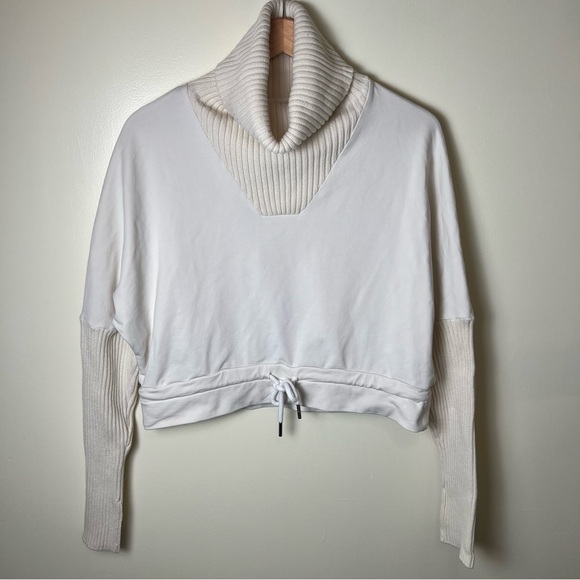 Varley Britannia Ribbed Pullover Sweatshirt Rollover TurtleNeck Cream XS Lounge - Picture 1 of 8